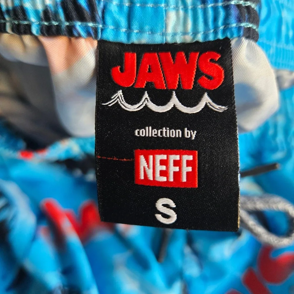 Neff Jaws Hot Tub Shorts Men Small S Ocean Shark Movie Swim Trunks Graphic Board
